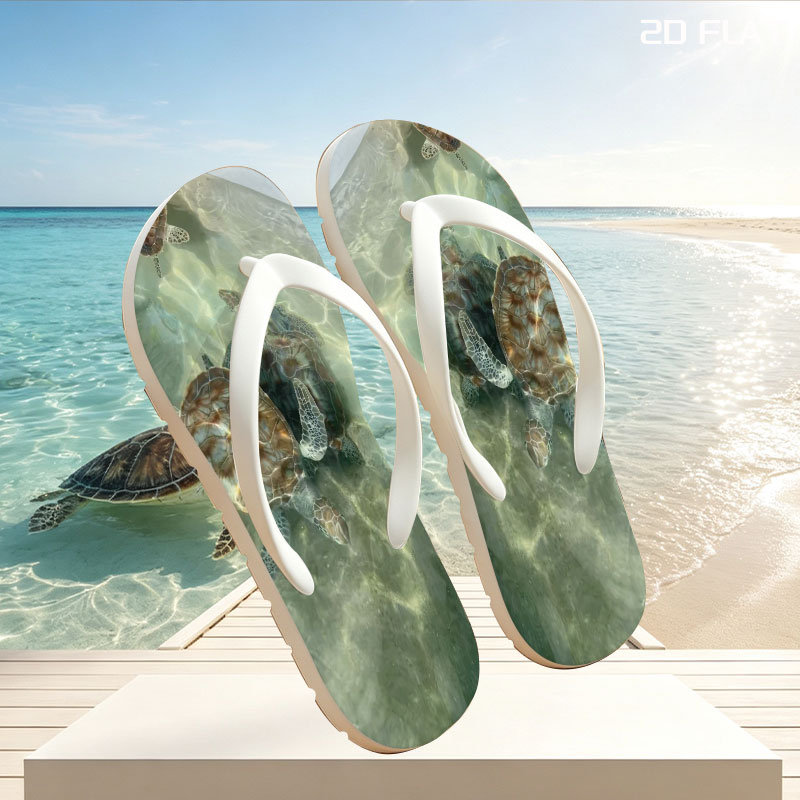 Sea turtles swimming in clear water -  flip-flops
