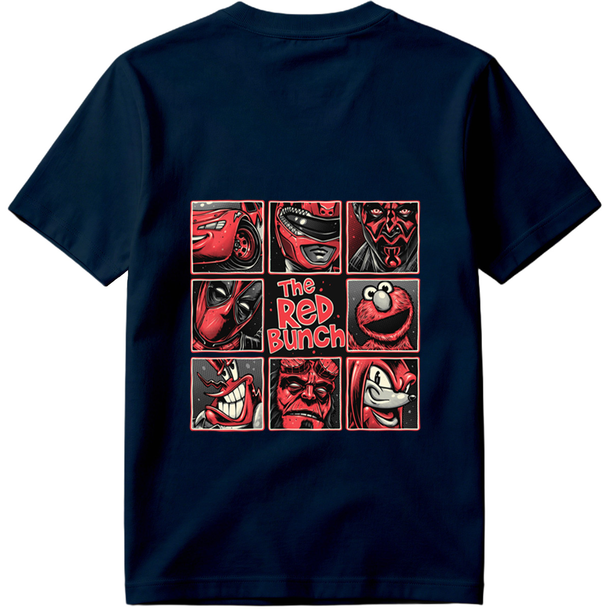 The Red Bunch: Lightning McQueen, Darth Maul, Deadpool, Elmo, Dr. Seuss's The Grinch, Hellboy, and Knuckles - Tee