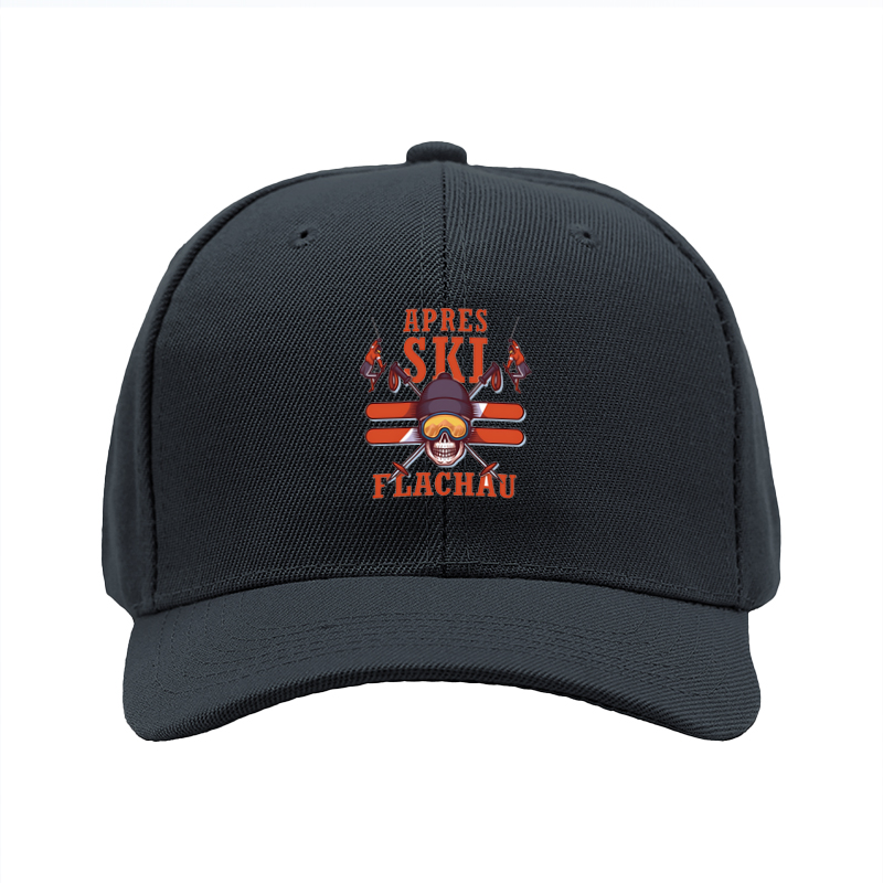 1pc New Baseball Cap with Apres Ski Flachau Skull and Snowboard Print Unisex Adjustable Hat for Outdoor Winter Activities Adults and Teens