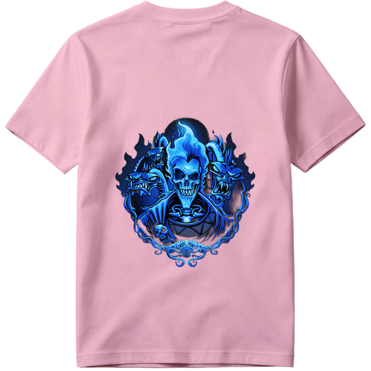 Blue Flame Skull with Demonic Creatures - Tee