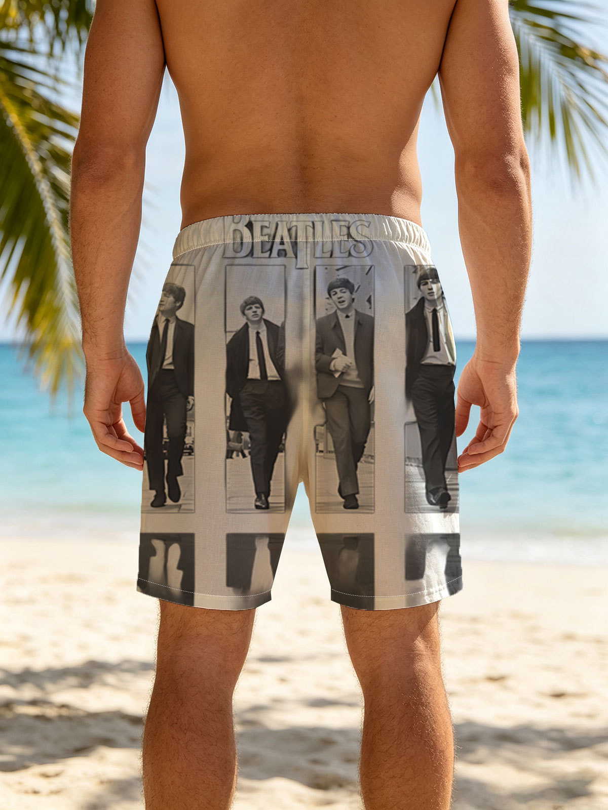 The Beatles: John, Paul, George, and Ringo Walking in Style -  Beach shorts