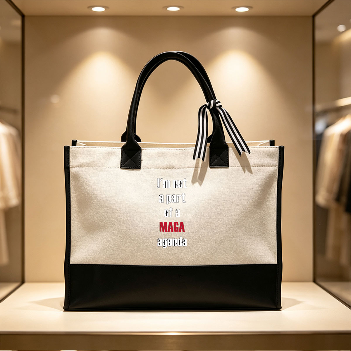 I'm Not Part of a MAGA Agenda - Canvas patchwork gift tote bag