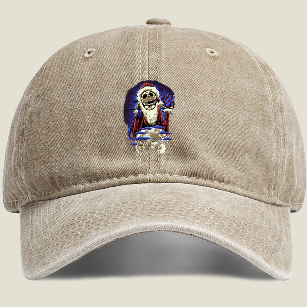 Jack Skellington as Santa Claus from The Nightmare Before Christmas - Washed Denim - Baseball Cap