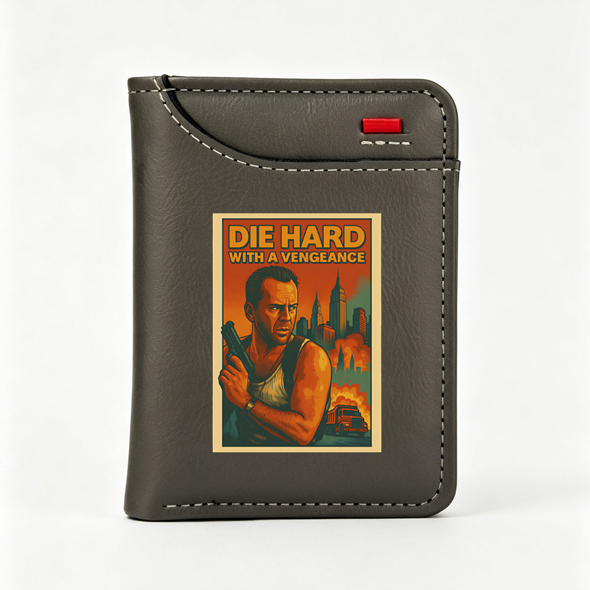 Die Hard With a Vengeance: Bruce Willis as John McClane in Action-packed Urban Chaos - Vertical Style Wallet
