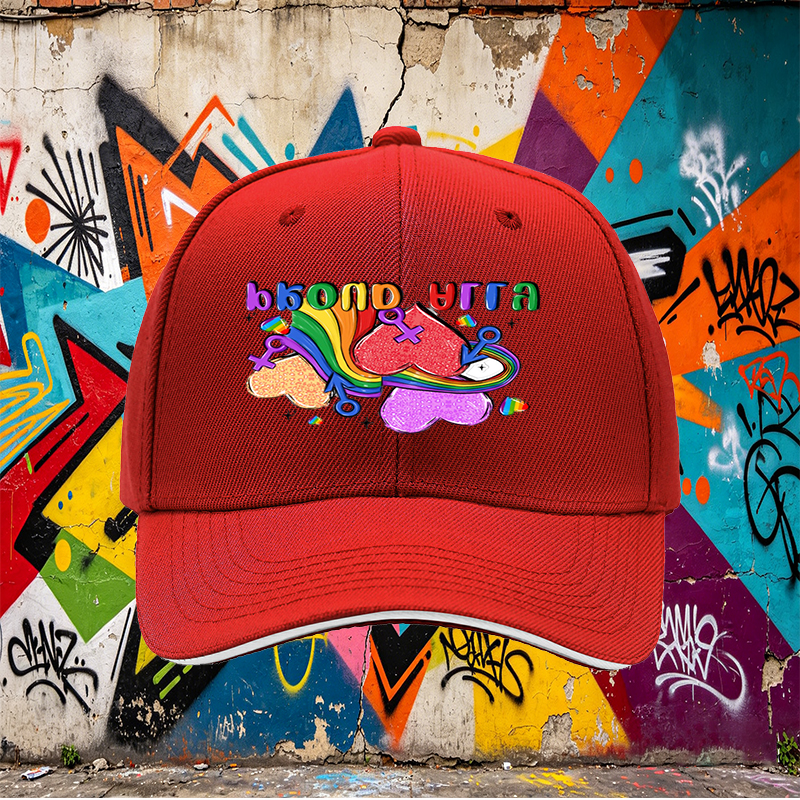 Unisex Classic Sandwich Hat with Pride Rainbow Hearts and 