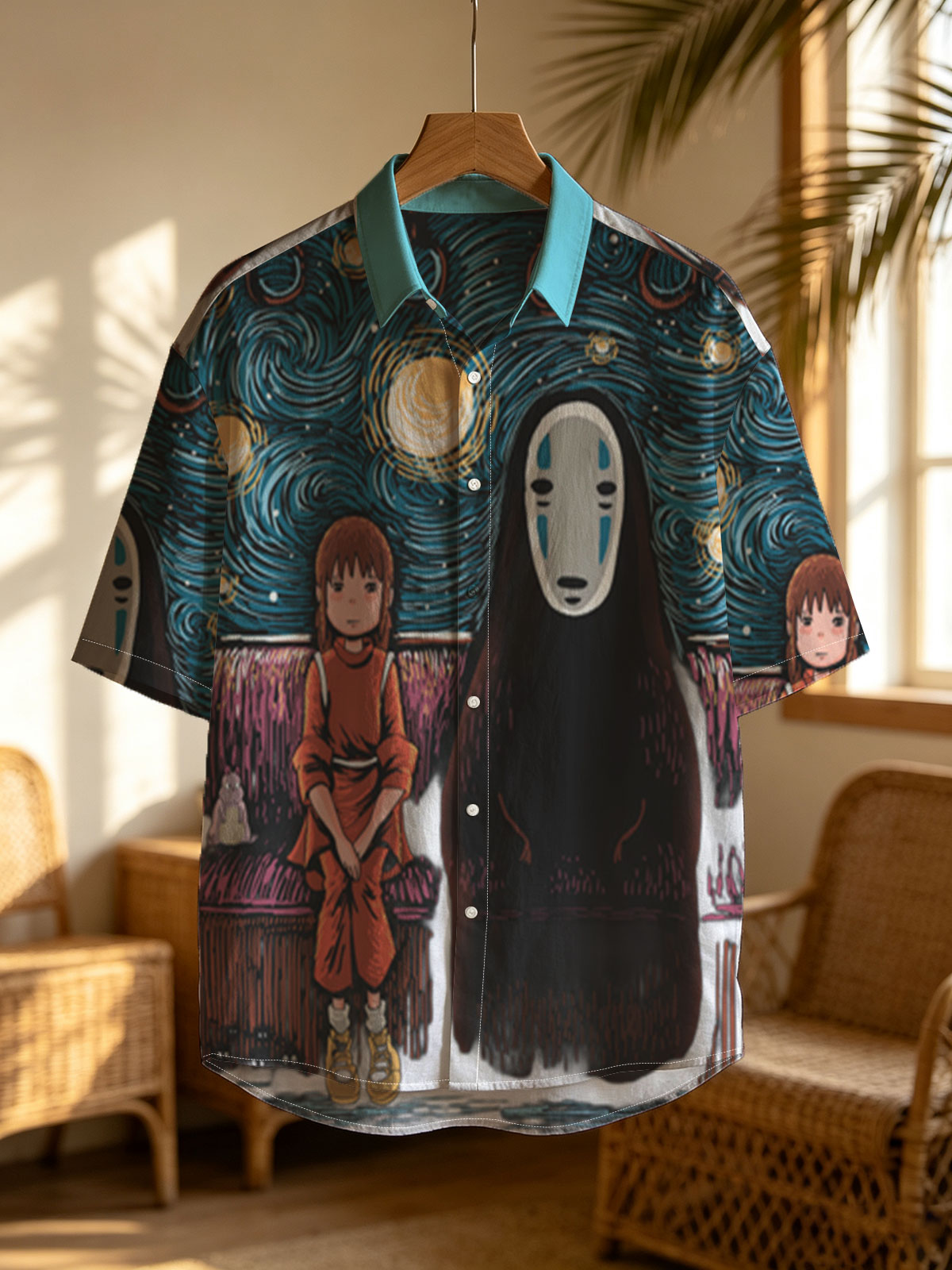 Chihiro and No-Face in a Starry Night Setting -  Shirt