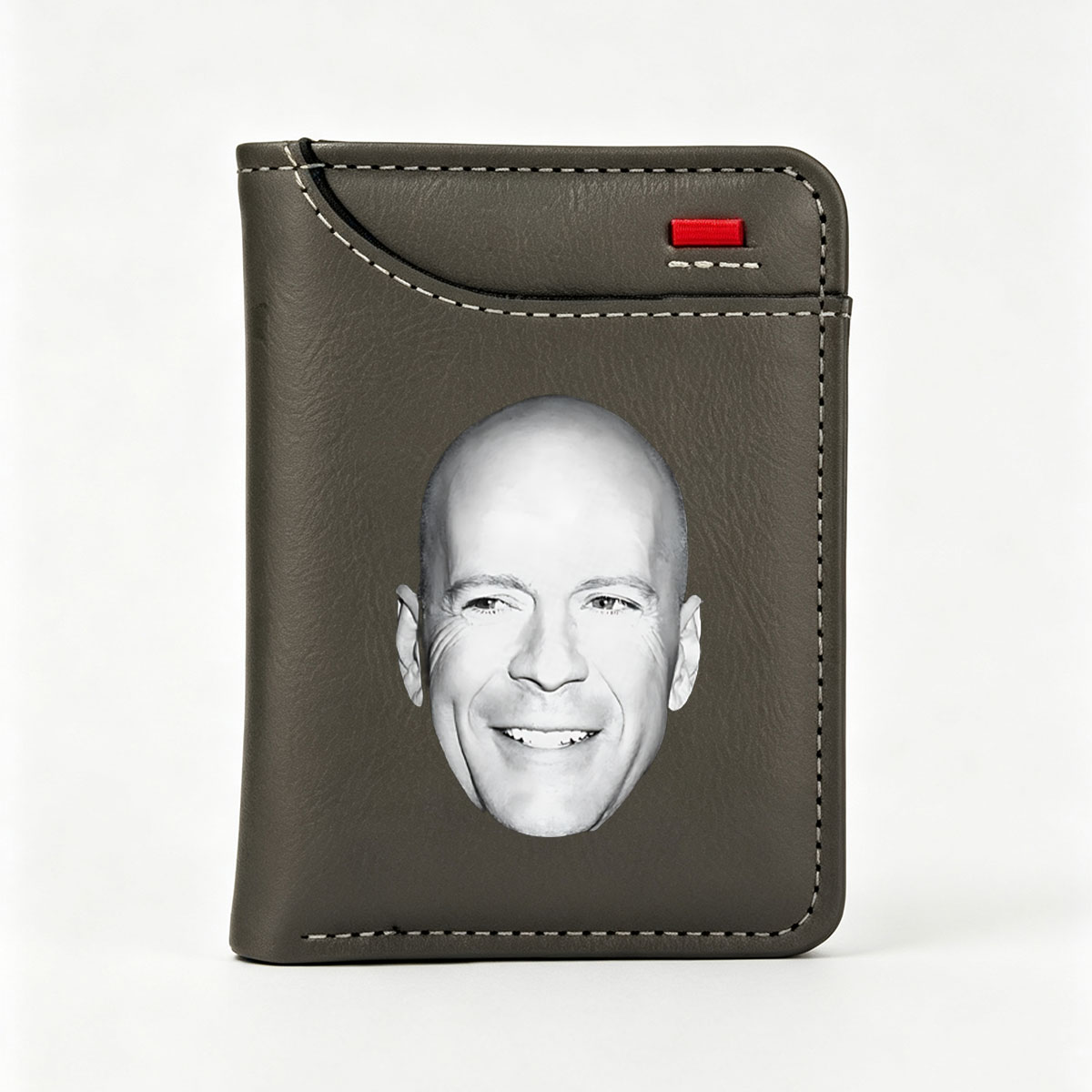 Bruce Willis Portrait in Black and White - Vertical Style Wallet