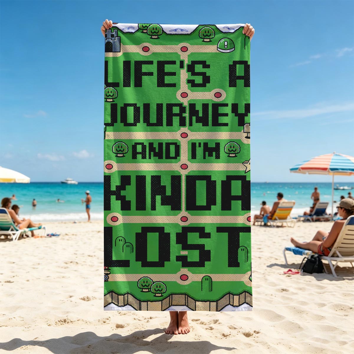 Mario's Map: Life's a Journey and I'm Kinda Lost - Beach towels