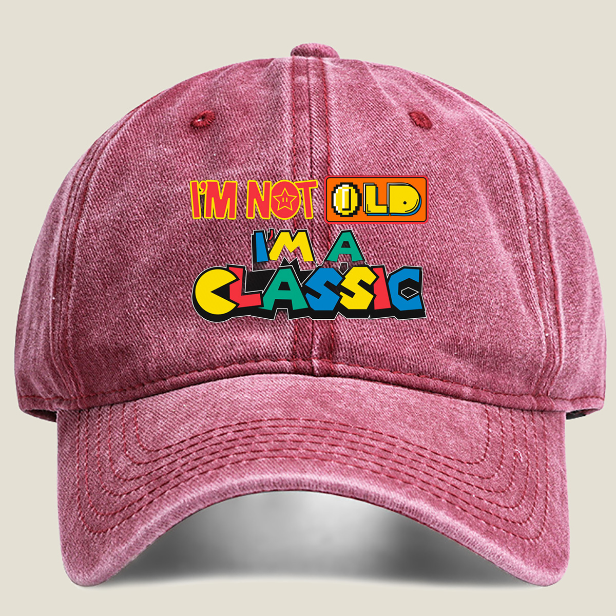 I'm Not Old, I'm a Classic - Retro Gaming Style Design - Washed Denim - Baseball Cap