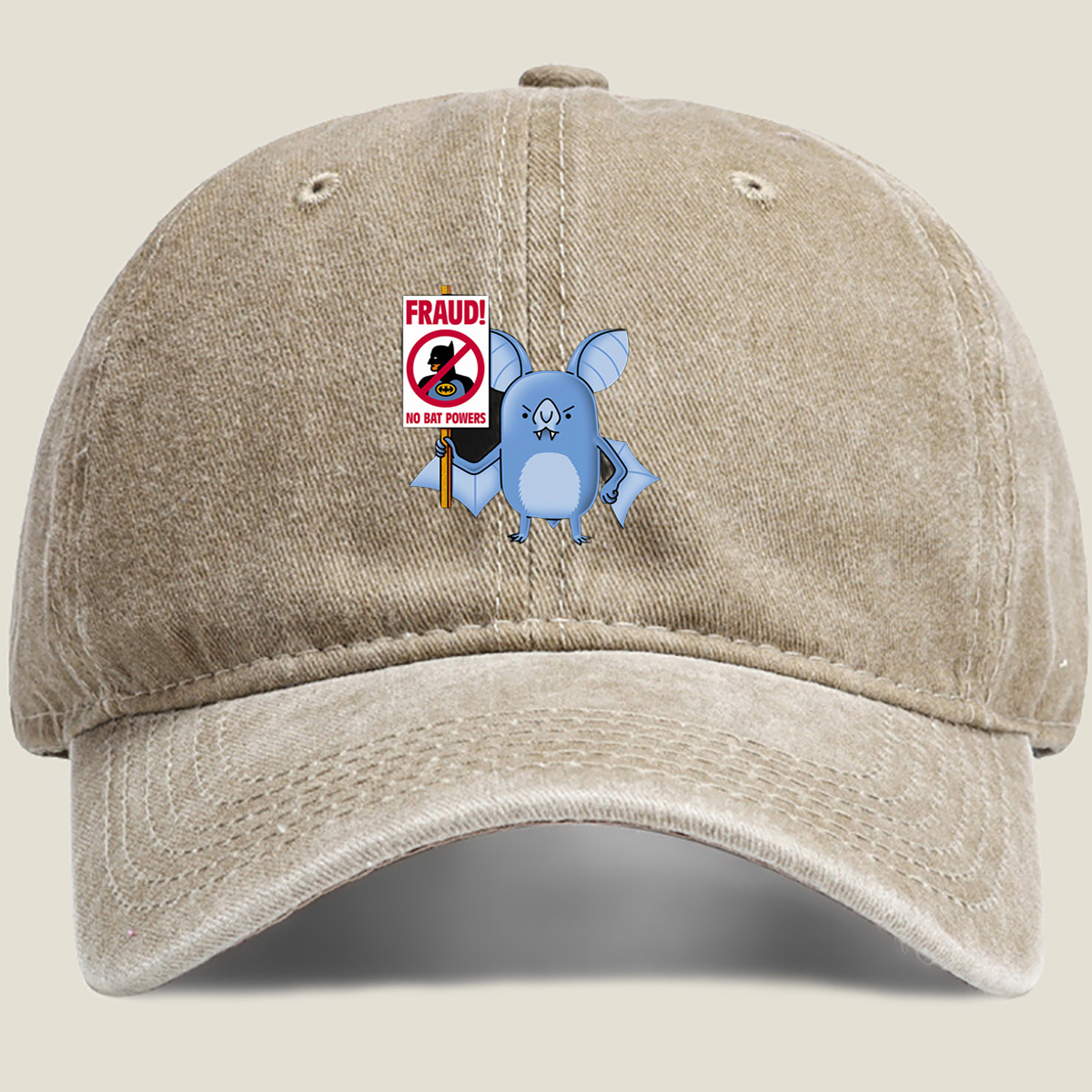 Batman and Bat Creature Protest Fraud - Washed Denim - Baseball Cap
