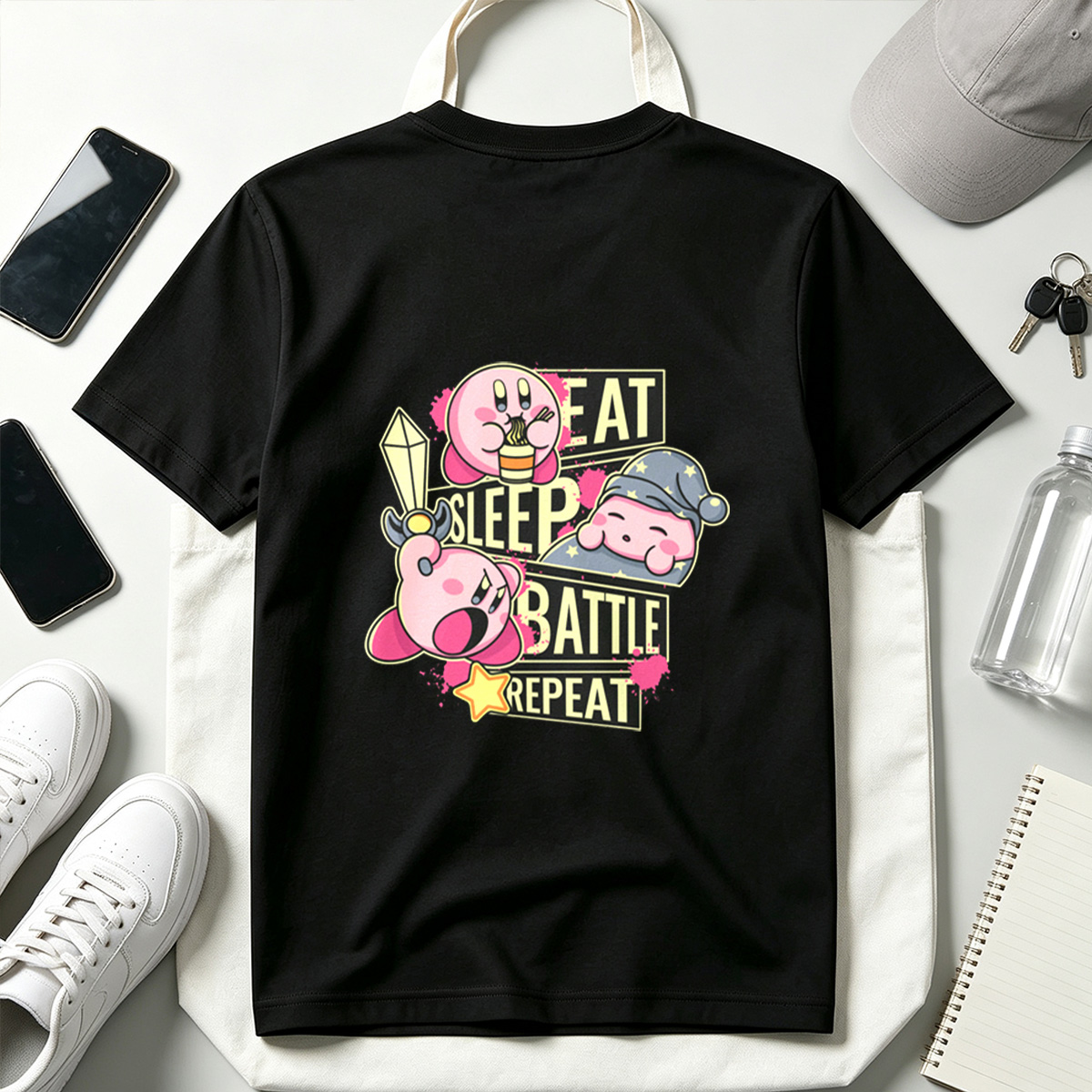 Kirby: Eat, Sleep, Battle, Repeat - Tee