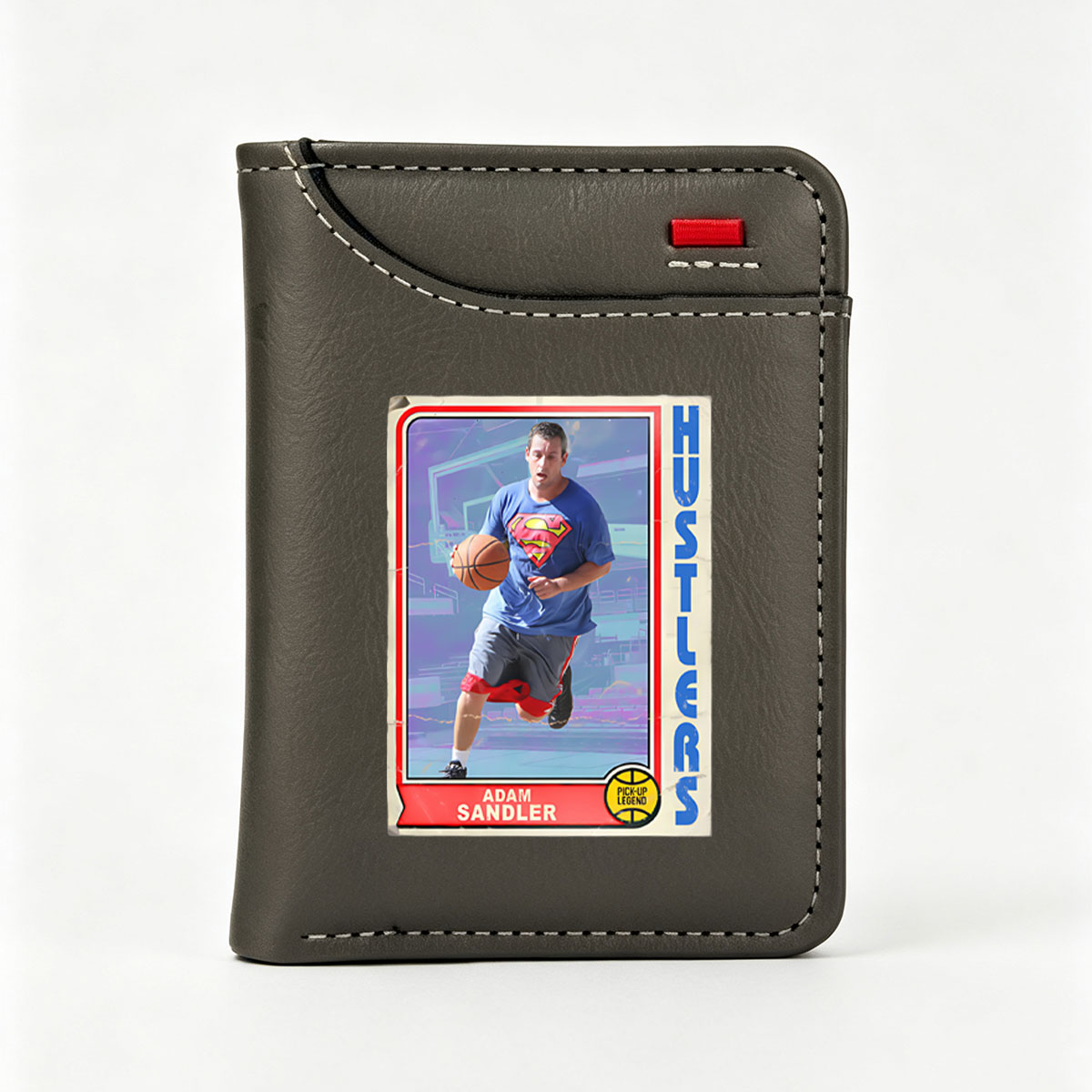 Adam Sandler as Superman in a Pick-Up Basketball Legend Card - Vertical Style Wallet