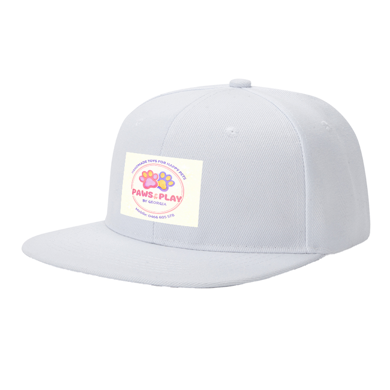 Flat Brim Baseball Cap Paws & Play Logo Print Streetwear Underground Skate Style for Basketball Court Skate Park Urban Lifestyle Skaters Rappers Streetwear Enthusiasts