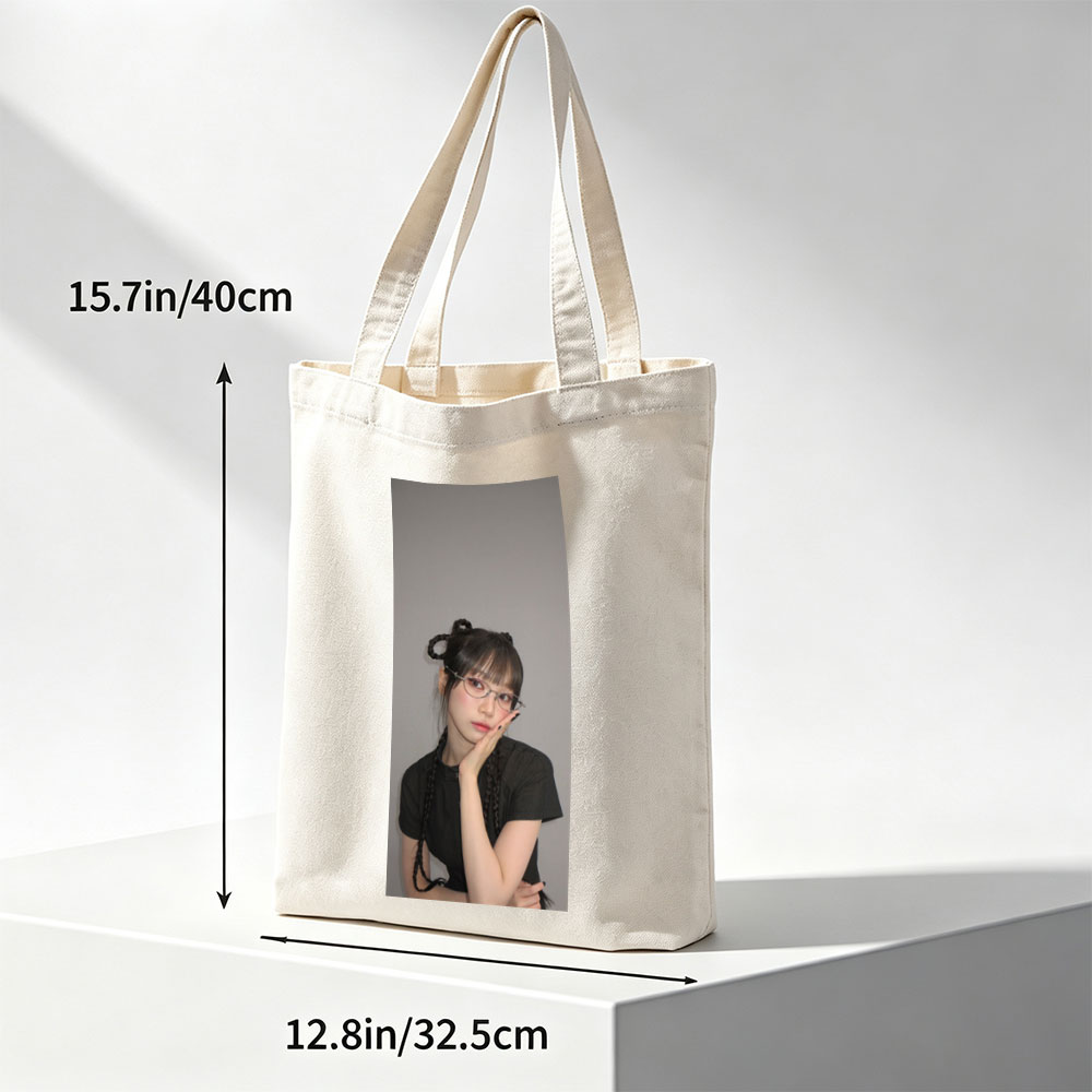 NewJeans Minji in a Casual Pose with Braided Hair and Glasses - Canvas tote bags