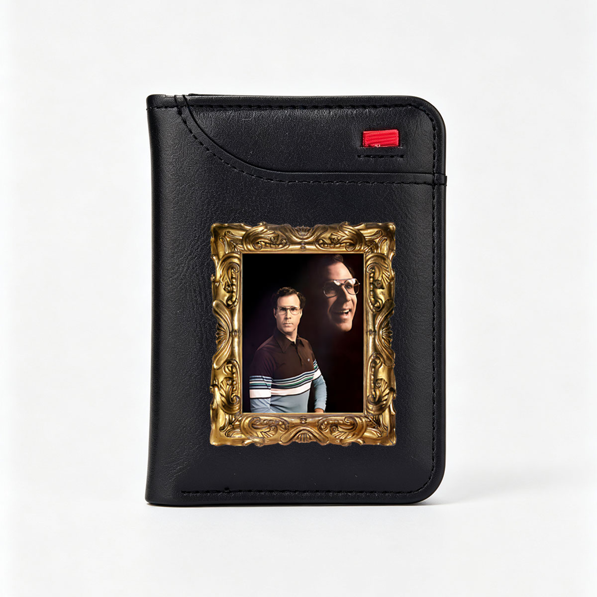 Steve Martin in a gold frame with a ghostly reflection - Vertical Style Wallet