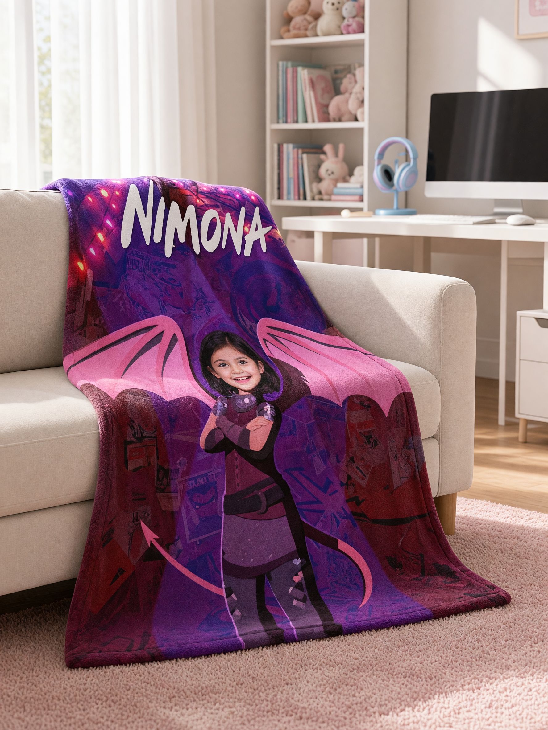 Custom Face Photo Blanket Ultra Soft Flannel Throw Fleece Ideal Personalized Superhero Cartoon Gift for Bed Couch