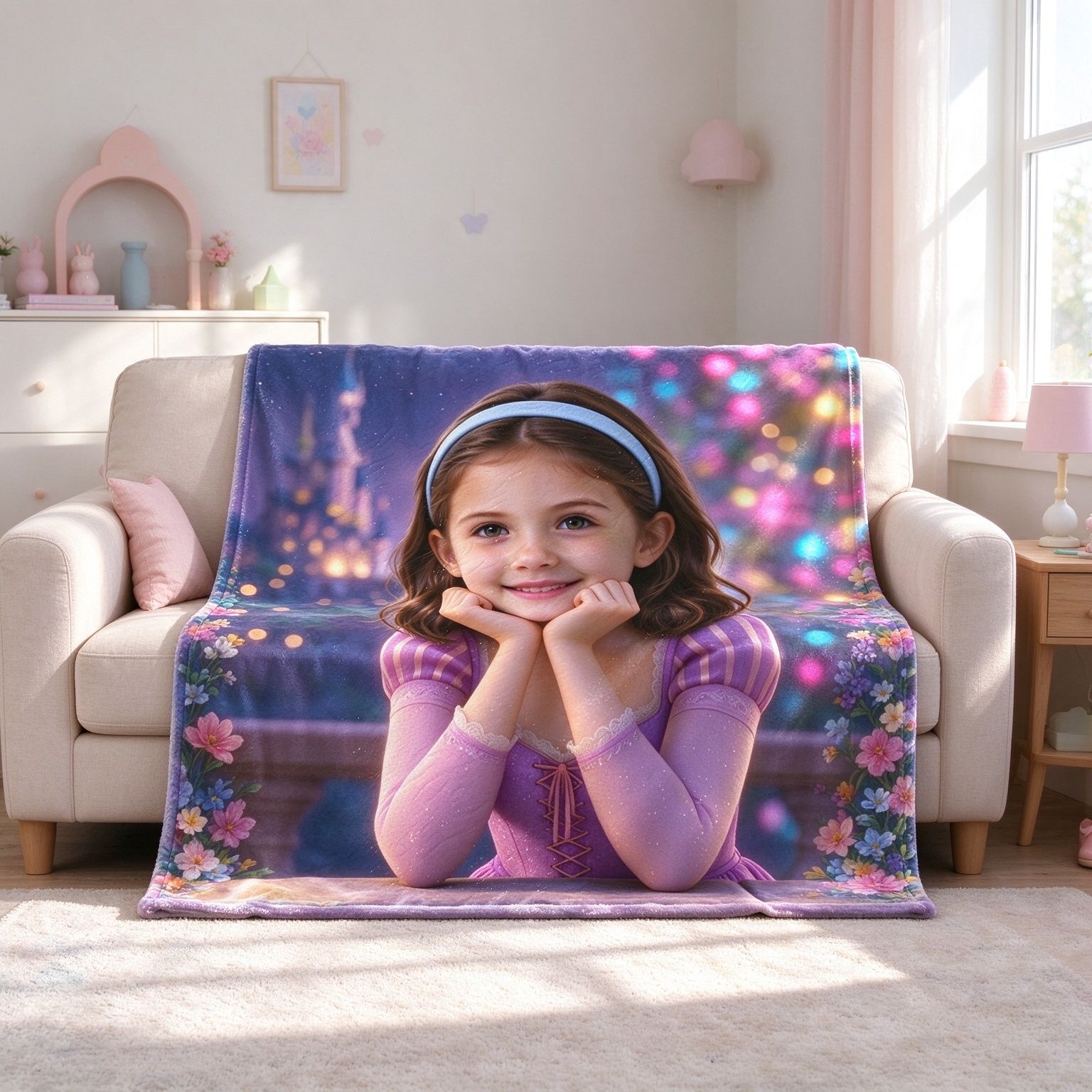 Custom Photo Face Blanket, Personalized Soft Flannel Fleece Throw, Cozy Keepsake Gift for Kids and Family