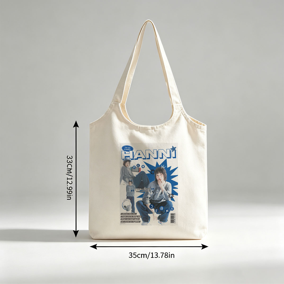 HANNI New Jeans Cover Feature: A Cute Baby Otter from Australia in Stylish Streetwear and Headphones - Canvas shoulder bags/