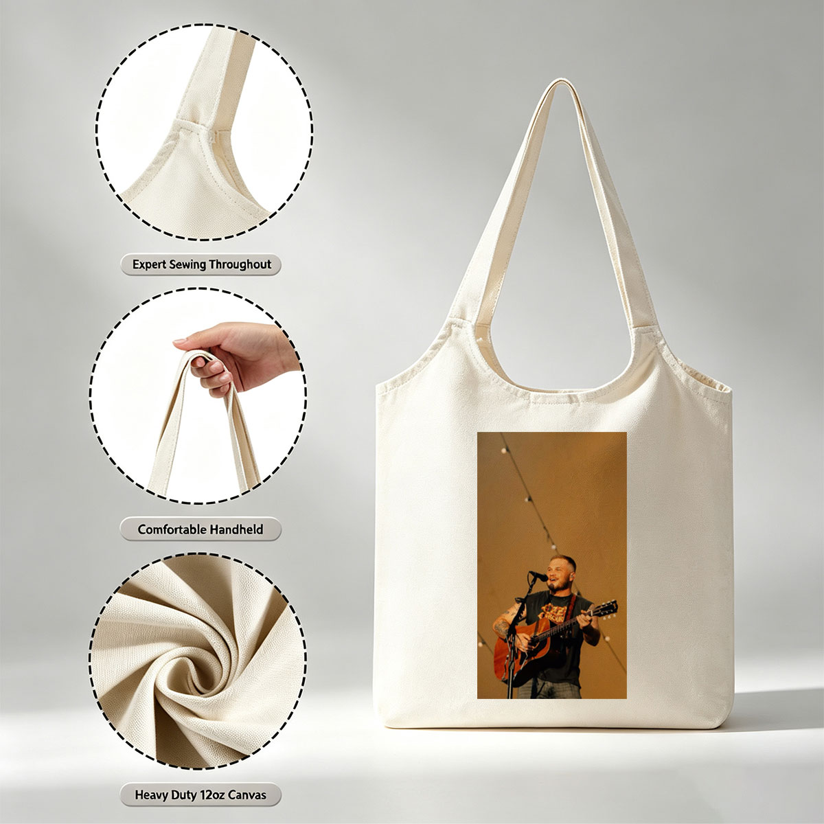 Brantley Gilbert Performing Live with Acoustic Guitar on Stage - Canvas shoulder bags/