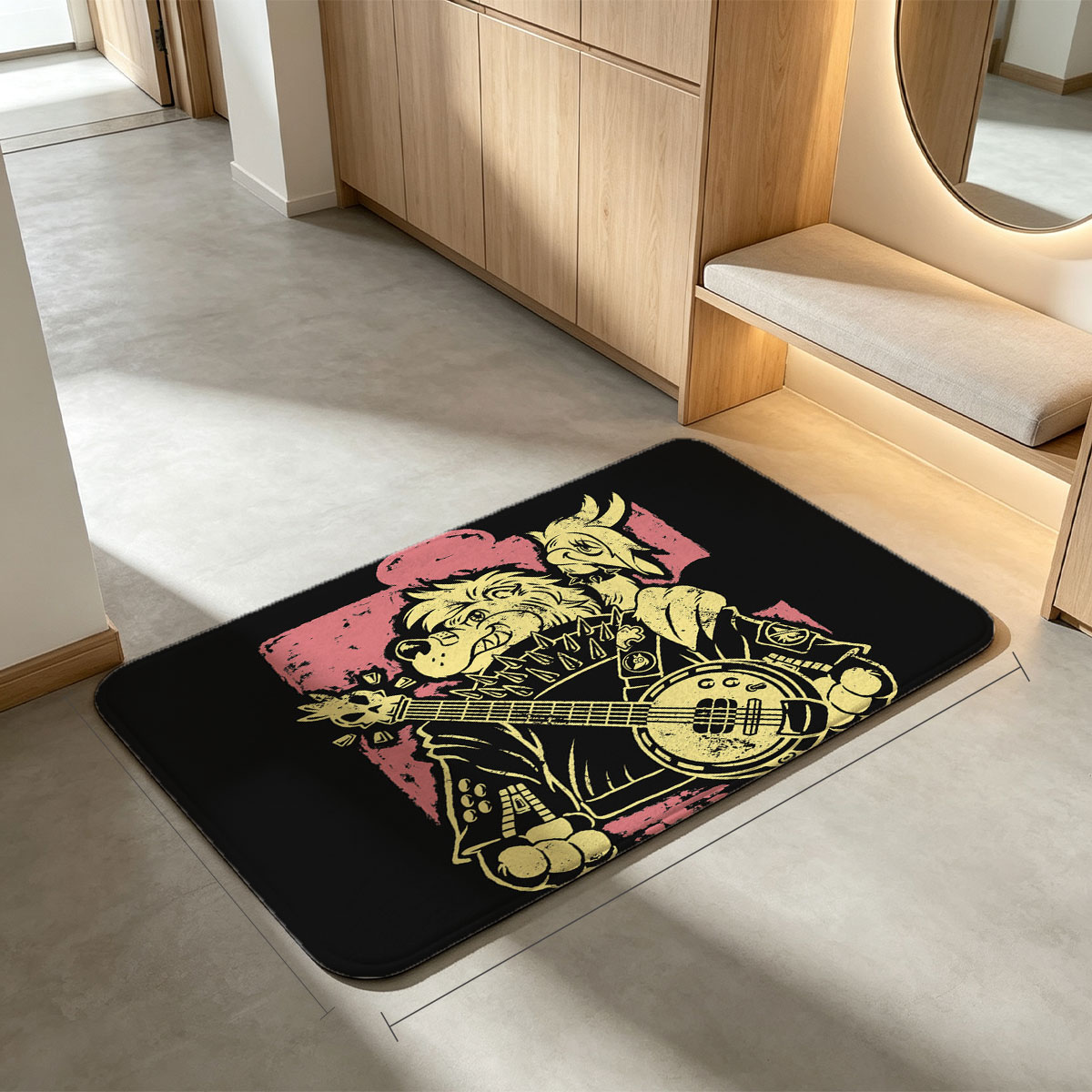 Taz the Tasmanian Devil Playing Banjo with Punk Rock Style - Flannel floor mat
