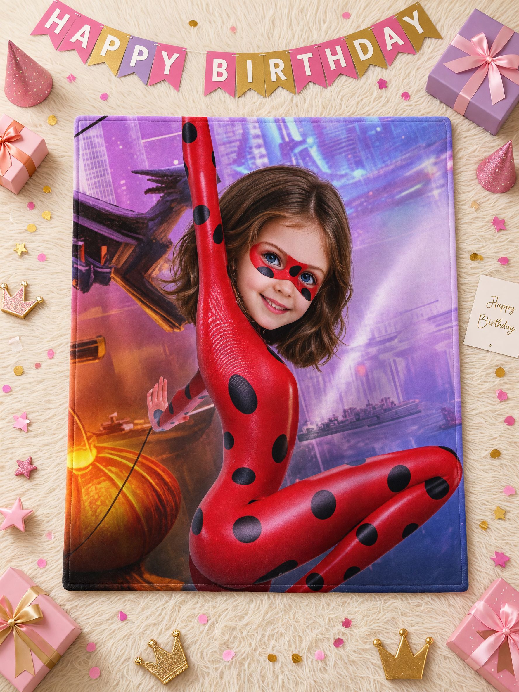Custom Face Photo Superhero Flannel Blanket, Personalized Soft Warm Throw, Ideal Keepsake Gift for Kids and Family