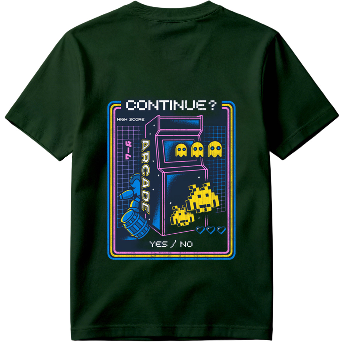 Pac-Man and Space Invaders Arcade Continue Screen - Tee