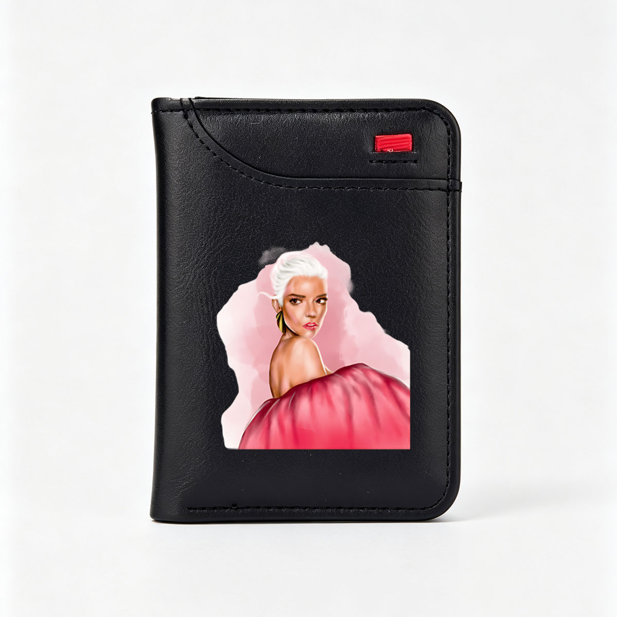 Pop Star in Pink Gown with White Hair - Vertical Style Wallet
