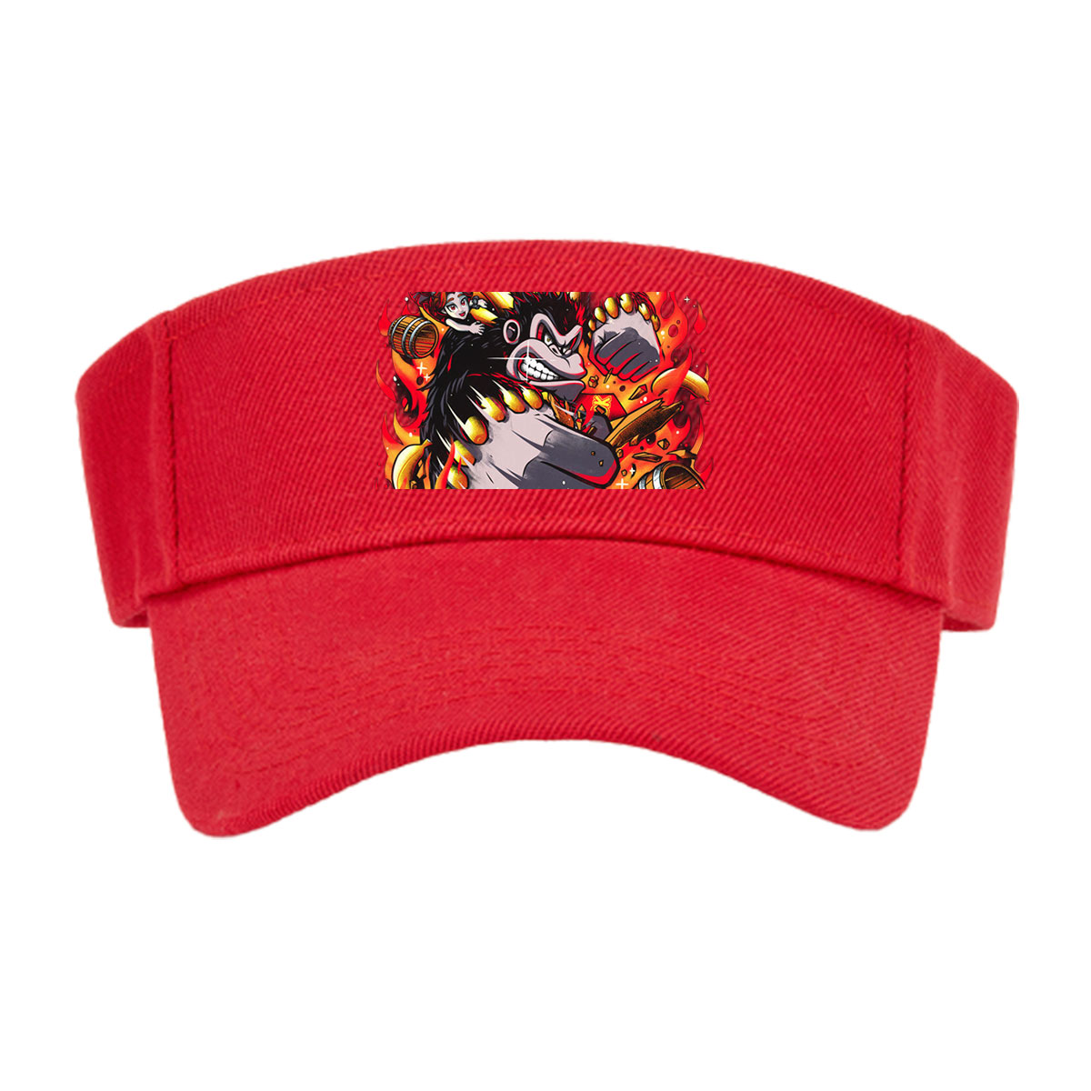 Donkey Kong and Diddy Kong in Fiery Action with Bananas and Barrels -  Visor cap