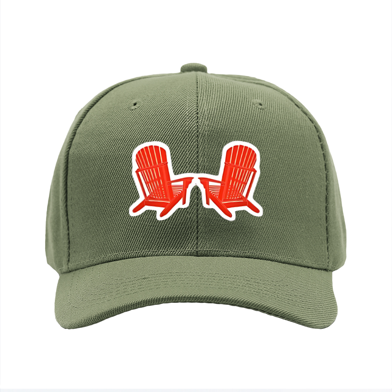 1pc New Baseball Cap with Red Adirondack Chair Print and Text Design Unisex Adjustable Hat for Outdoor Relaxation and Leisure Activities Suitable for Adults Who Love Nature and Casual Style