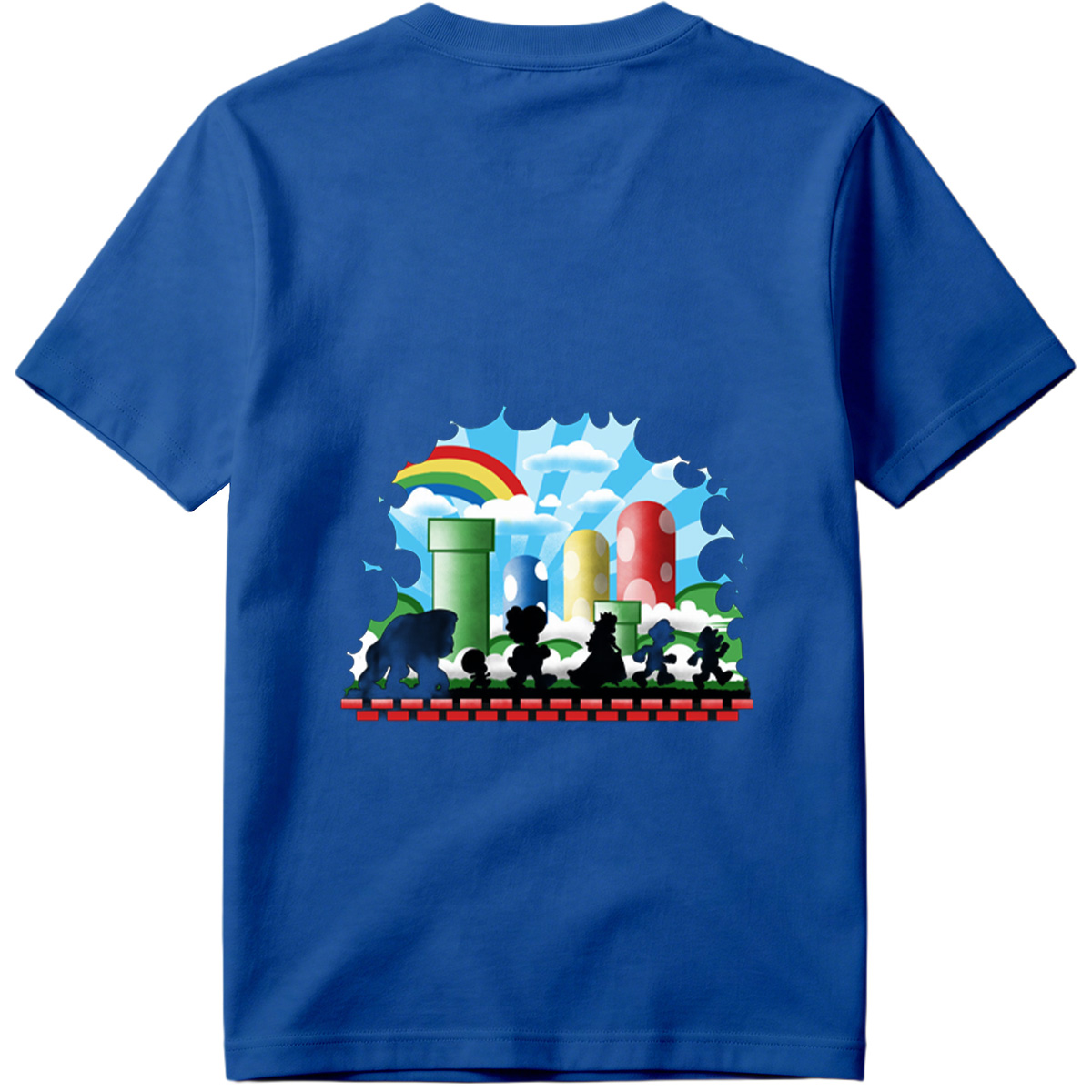 Super Mario Silhouettes: Koopa, Toad, Princess, Mario, and Luigi - Tee