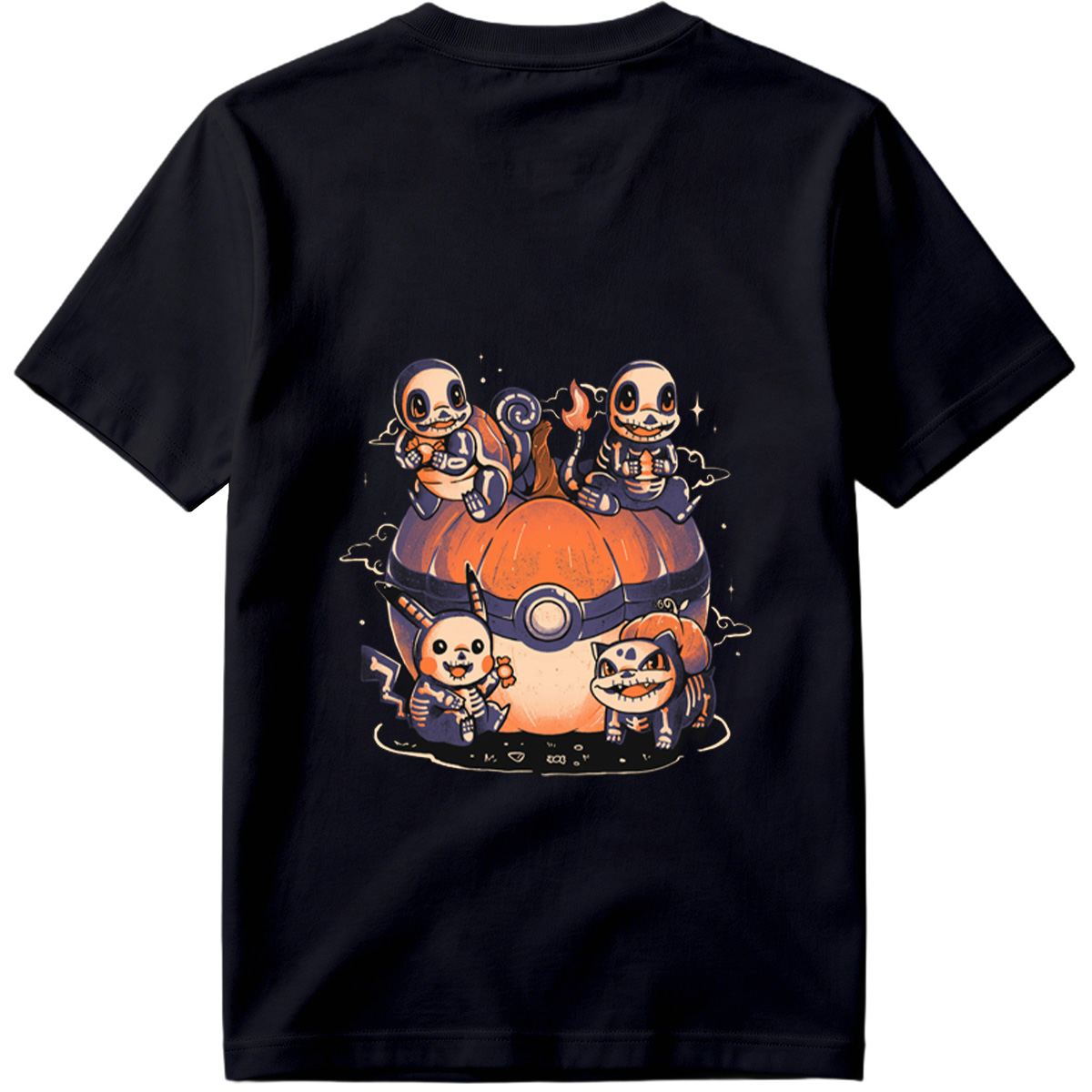 Pokémon: Skeleton Eeveelutions on a Pokéball Pumpkin - Tee