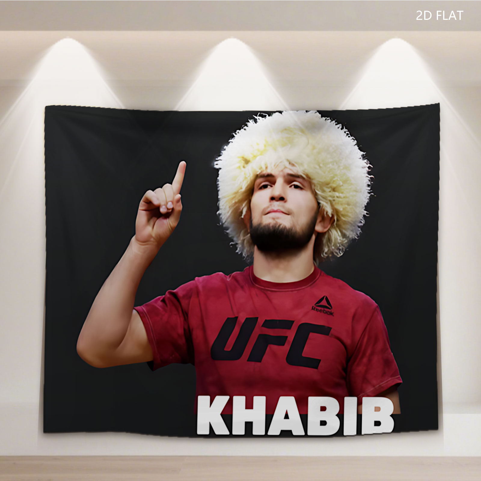 Khabib Nurmagomedov in UFC Gear with Traditional Hat - Tapestry
