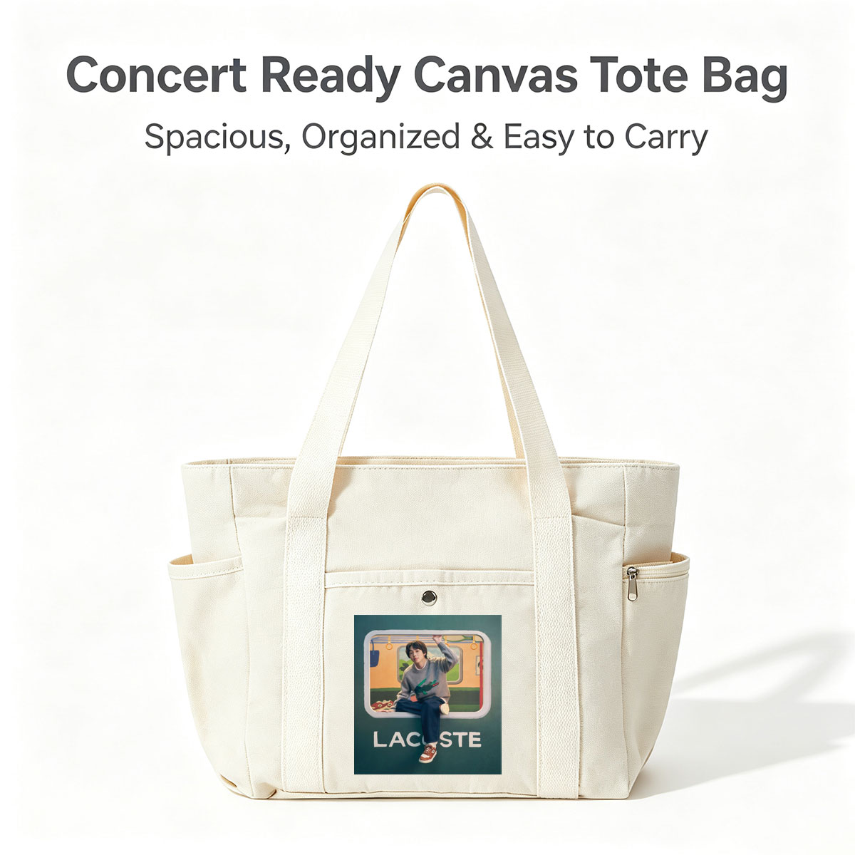 BTS Jungkook in a Vibrant Subway Scene Wearing Lacoste Fashion - Multi-pocket bags
