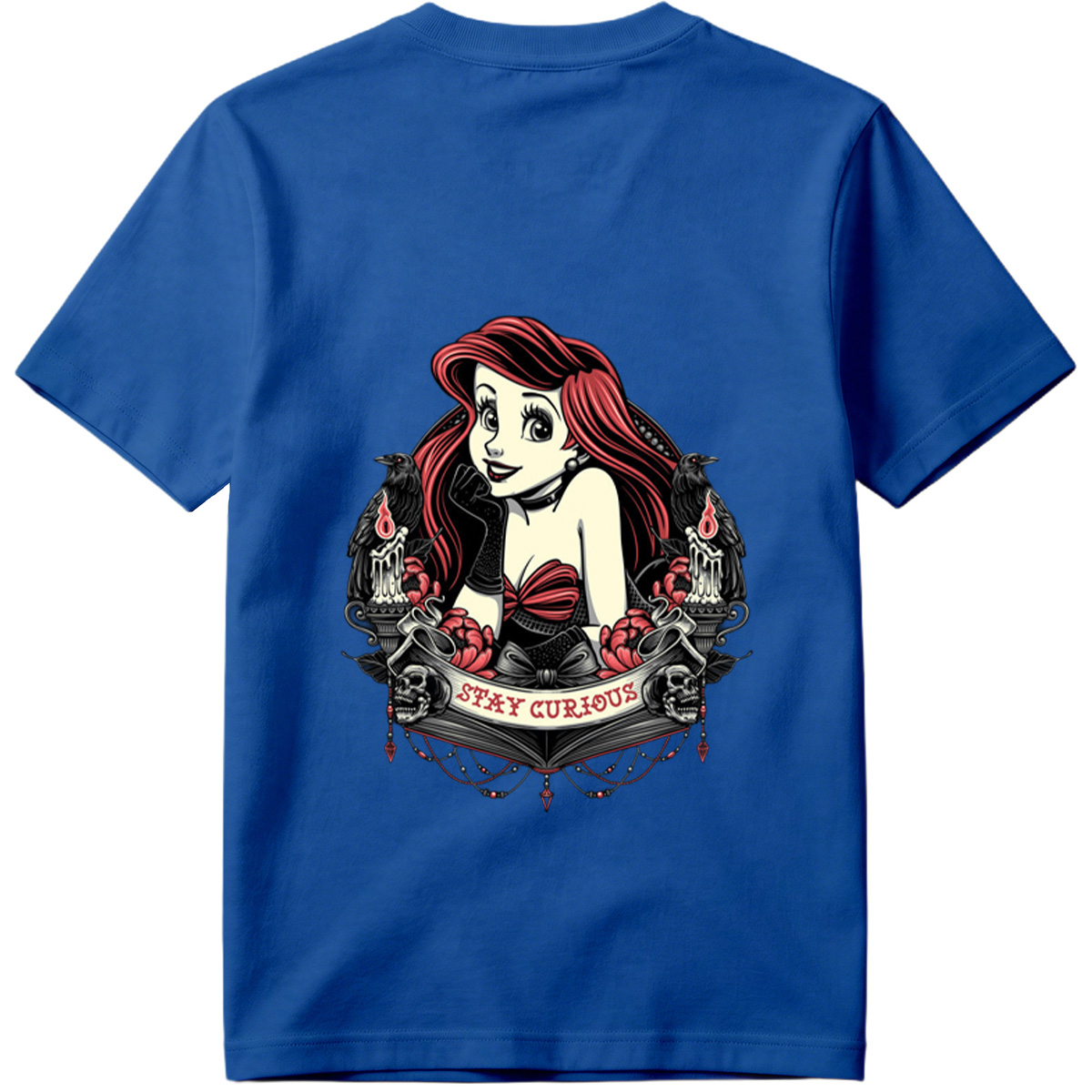Ariel Stay Curious Gothic Design - Tee