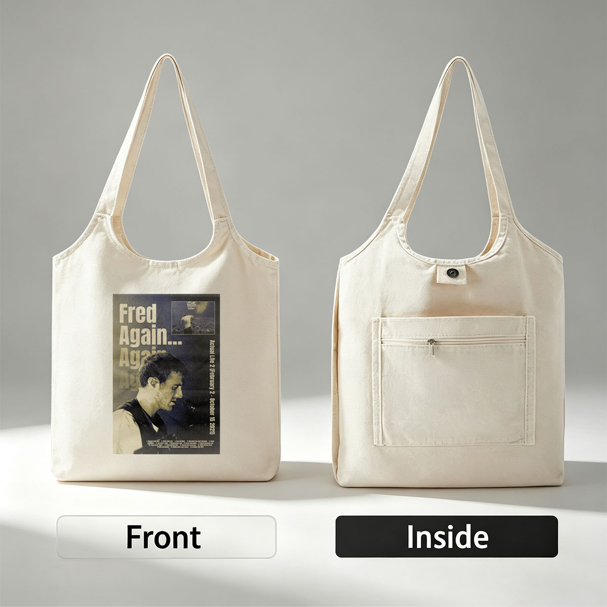 Fred Again... Live Performance Poster Featuring Artist on Stage with Microphone and Concert Crowd in Background - Canvas shoulder bags/