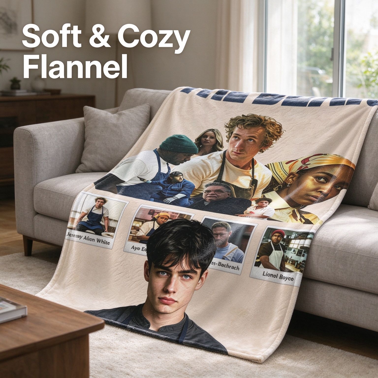 Custom Photo Face Blanket Personalized Cast Collage Soft Flannel Throw Warm Skin-Friendly Fleece Cover Ideal