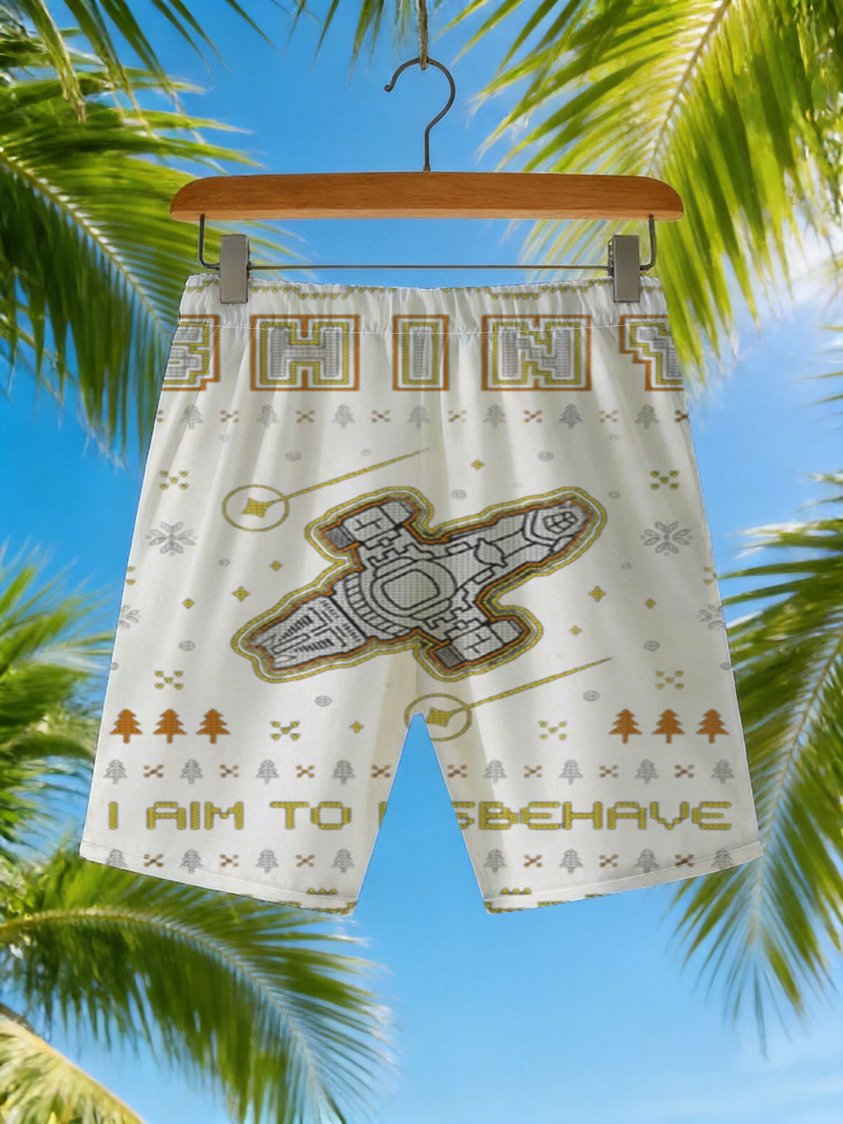 Shiny: Aim to Misbehave - X-Wing Starfighter Holiday Design -  Beach shorts