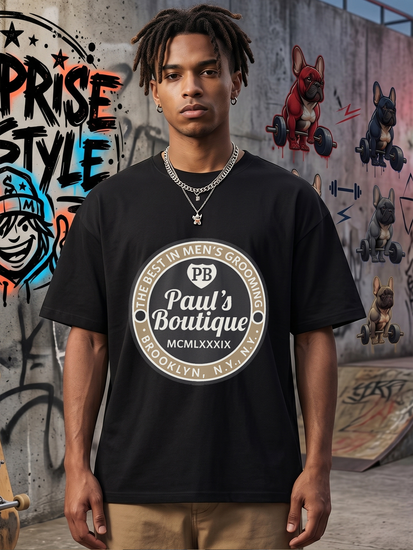 Men's Printed T-Shirt Paul's Boutique Logo Design Casual Round Neck Summer Lightweight Breathable Short Sleeve T-Shirt for Urban Streetwear Fashion Lovers and Grooming Enthusiasts