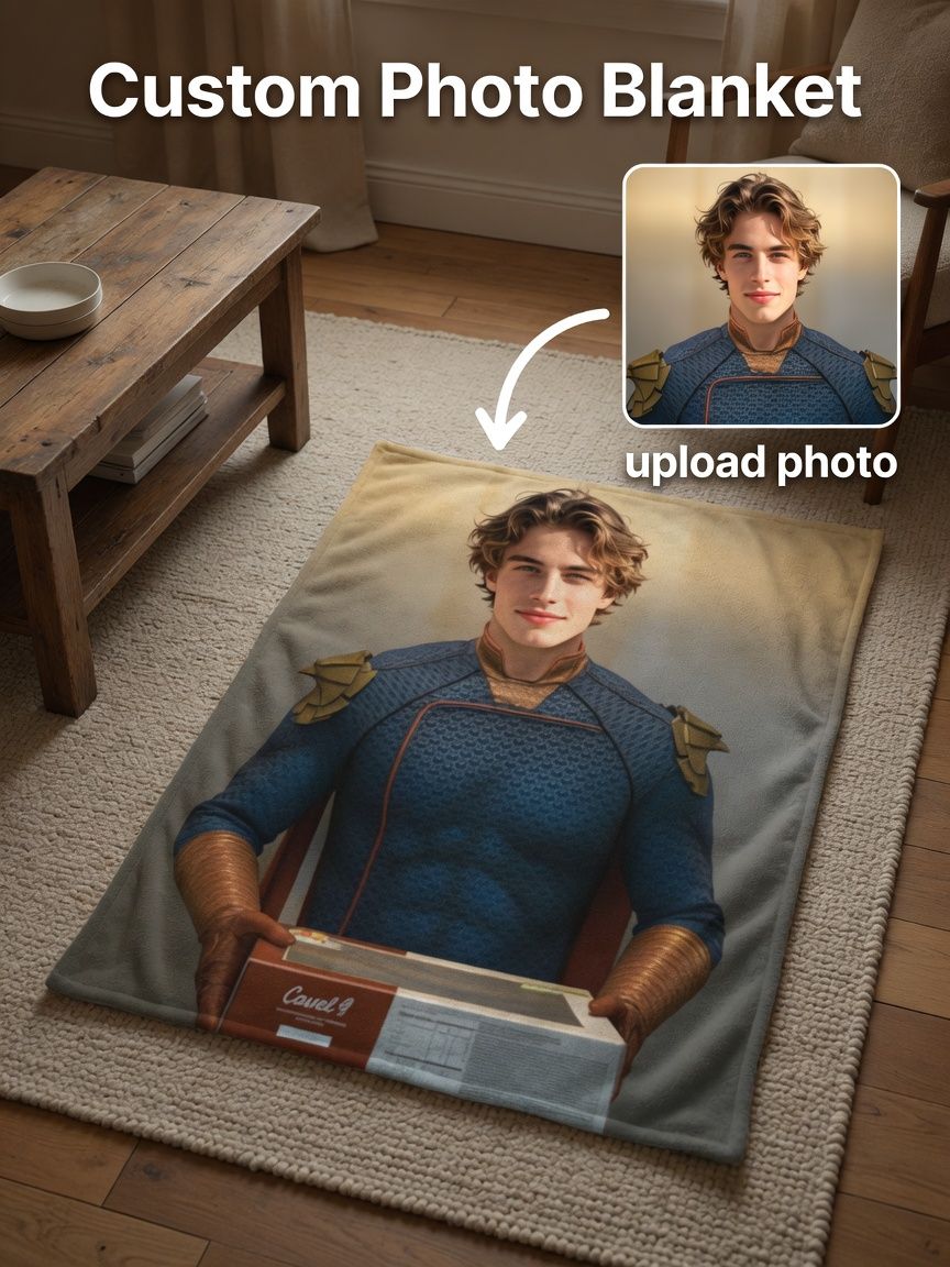 Custom Photo Face Blanket Personalized Flannel Fleece Throw Soft Lightweight Warm Bed Couch Cover Custom Gift