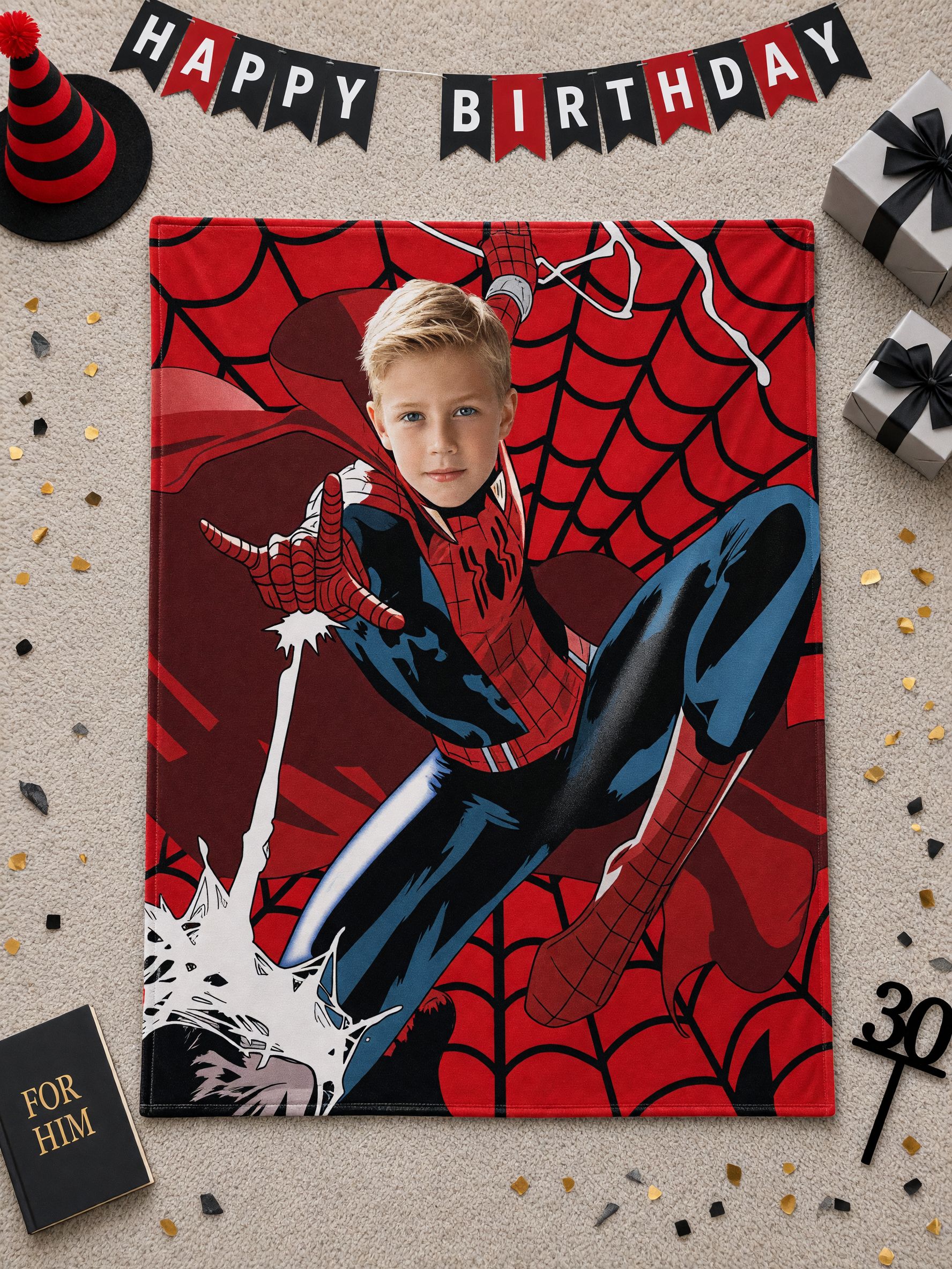 Custom Photo Superhero Fleece Blanket, Personalized Hero Portrait Throw for Kids and Fans, Ideal Cozy Gift