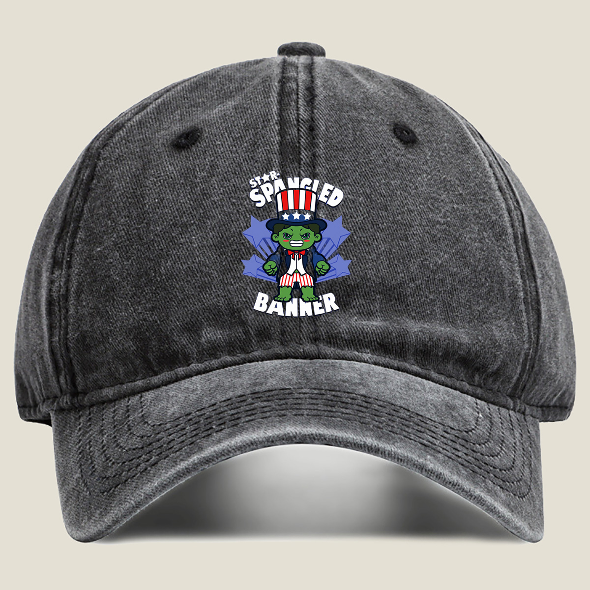 Star-Spangled Banner: Hulk as Uncle Sam - Washed Denim - Baseball Cap