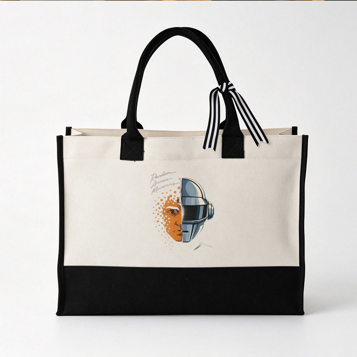 Daft Punk: Random Access Memories – Human and Robot Faces Merged - Canvas patchwork gift tote bag