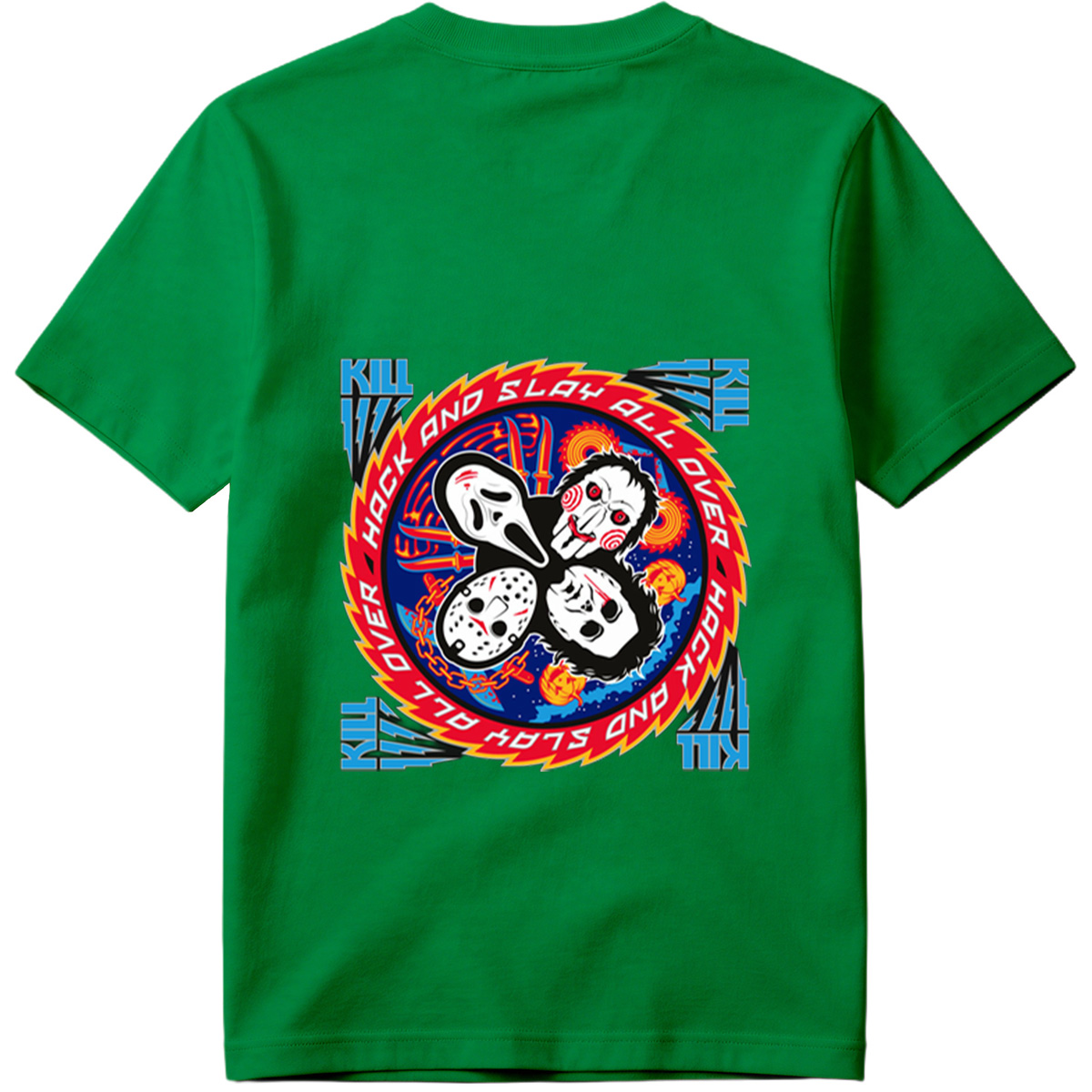 Halloween Horror Icons: Michael Myers, Ghostface, Leatherface, and Jigsaw - Tee