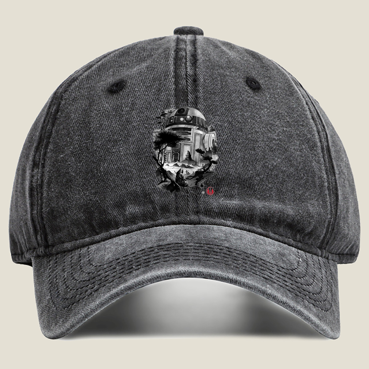 Star Wars: R2-D2 and Jedi in Zen Landscape - Washed Denim - Baseball Cap