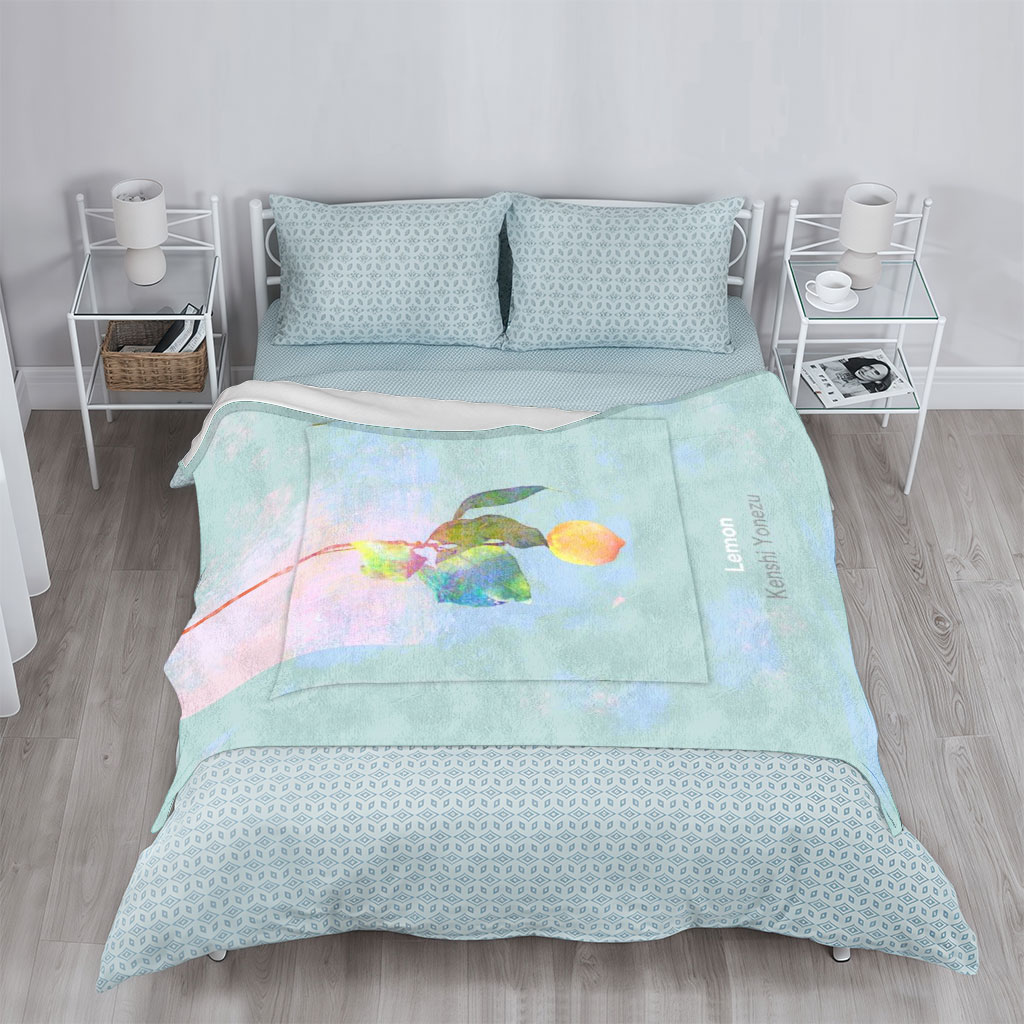 Kenshi Yonezu Lemon Watercolor Artwork with Hanging Fruit and Leaves - Blankets