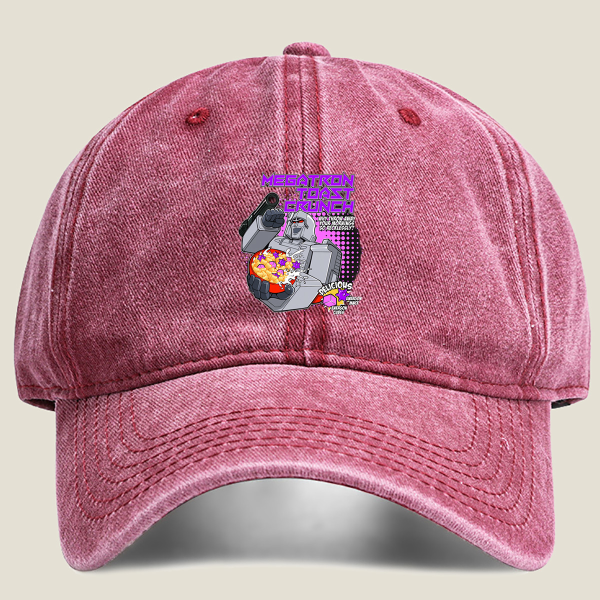 Megatron Toast Crunch - Transformers Cereal Parody - Washed Denim - Baseball Cap