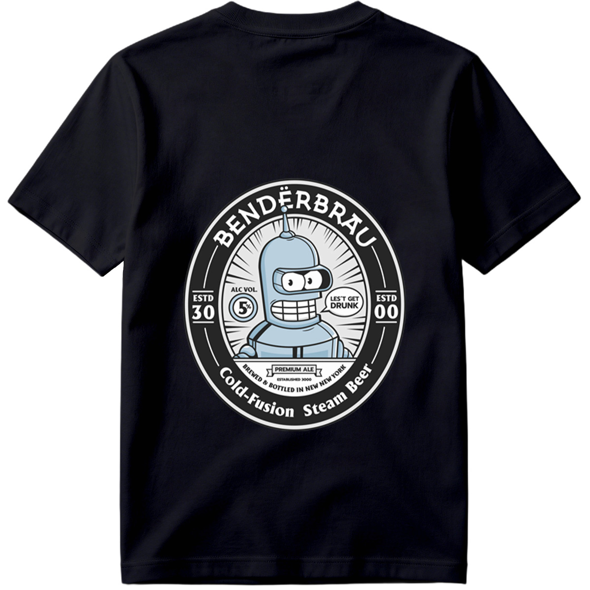 Bender Brau: Cold-Fusion Steam Beer Featuring Bender from Futurama - Tee
