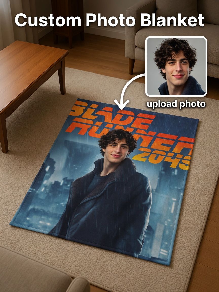 Custom Photo Face Flannel Blanket Personalized Soft Fleece Throw Ideal Warm Keepsake Gift for Bed Couch and Travel