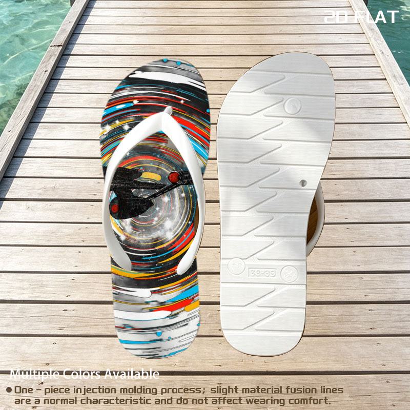 Star Trek Enterprise in Warp Speed Through Cosmic Vortex -  flip-flops