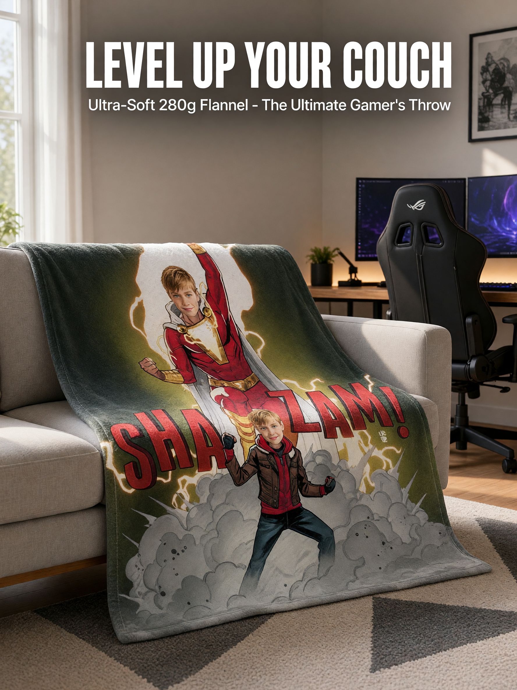 Custom Photo Superhero Blanket Personalized Face Flannel Fleece Throw Soft Bed Cover Ideal Personalized Gift